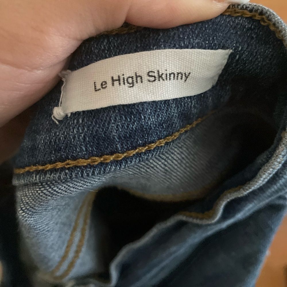 FRAME Le High Skinny Slit Stud Detail Jeans Mid Blue Wash Size 27‎ - Picture 8 of 8